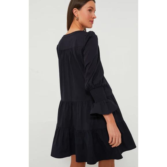 Tuckernuck Pomander Place Navy Cotton Poplin Kenzo Tiered Shift Dress - Large - Picture 2 of 12
